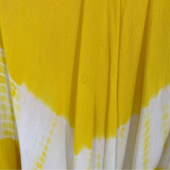 Indian Tropical Fashion Women’s Scoop Neck Tie Dye Hi-Lo Mini Dress Yellow OS - Picture 2 of 4